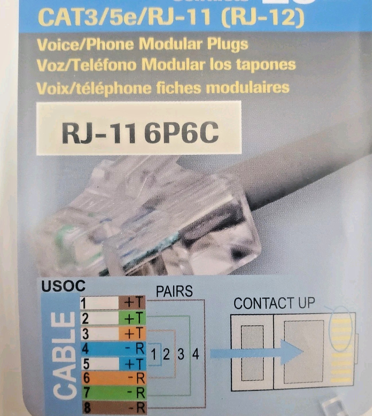 20pc IDEAL 85-345 Voice/Phone Modular Plugs CAT3/5e/RJ-11 (20 PACK)