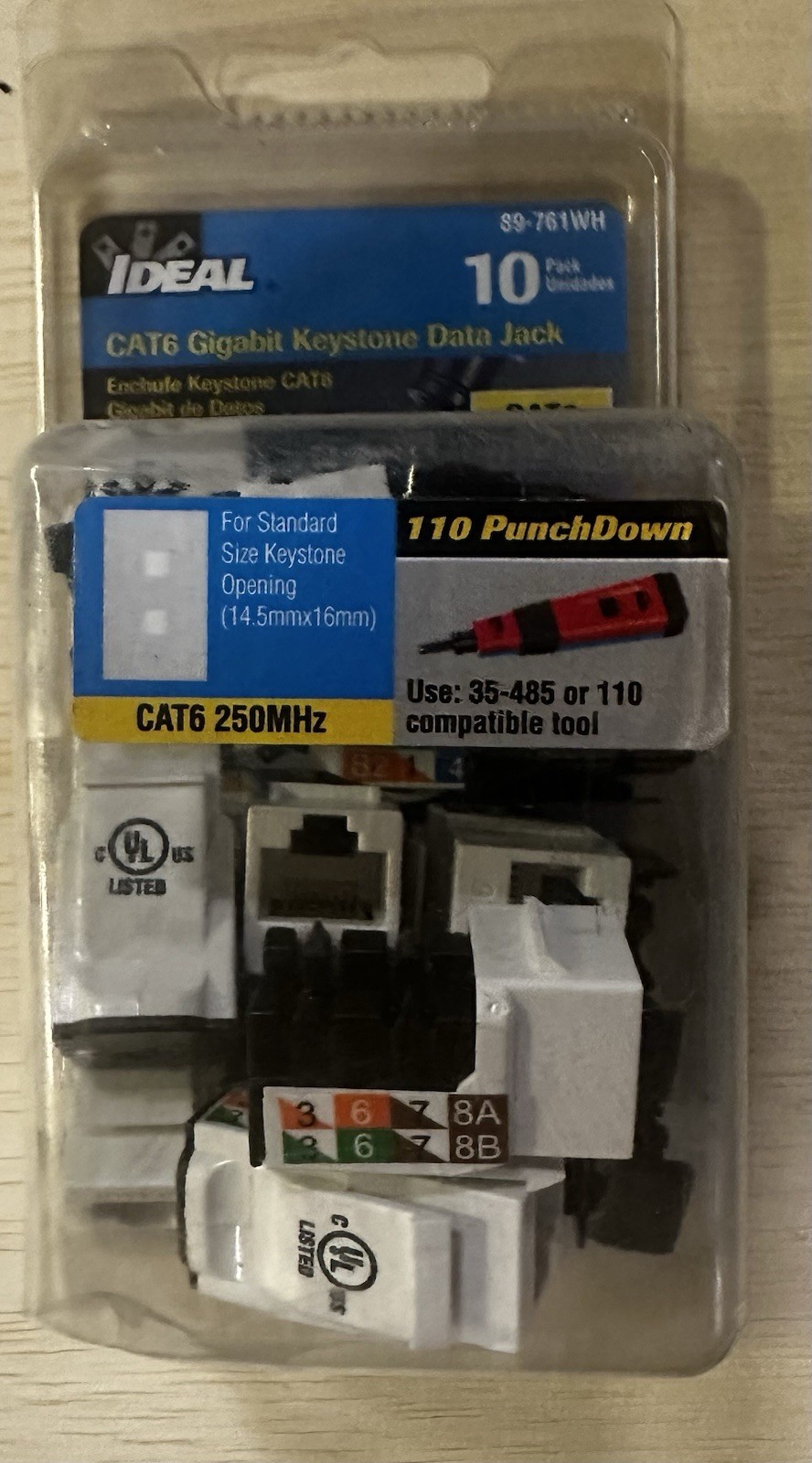 10 Pk IDEAL Electrical 89-761WH IDEAL Electrical CAT6 Keystone Modular Jacks