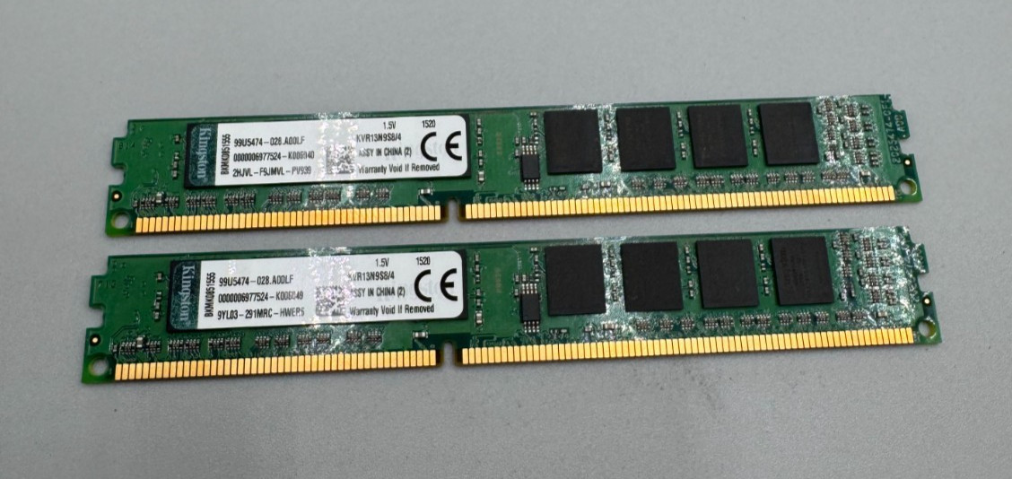 Lot Of 2 Kingston 4GB Each 2x4GB=8GB DDR3 1333MHz PC3-10600 RAM Module Excellent