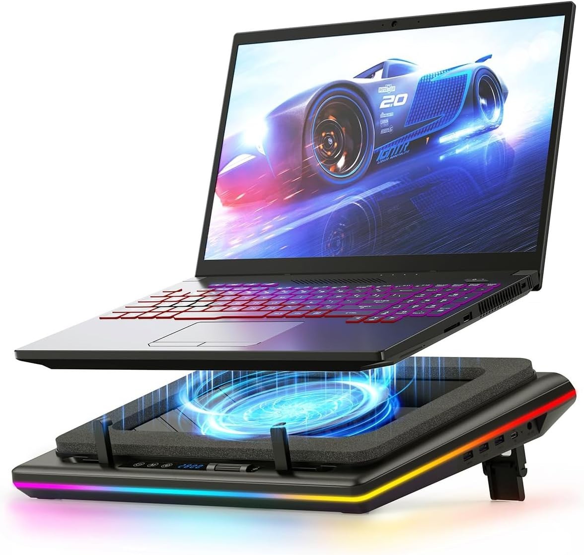 High-Performance V12 Laptop Cooling Pad with 3 USB Ports and Adjustable Speed