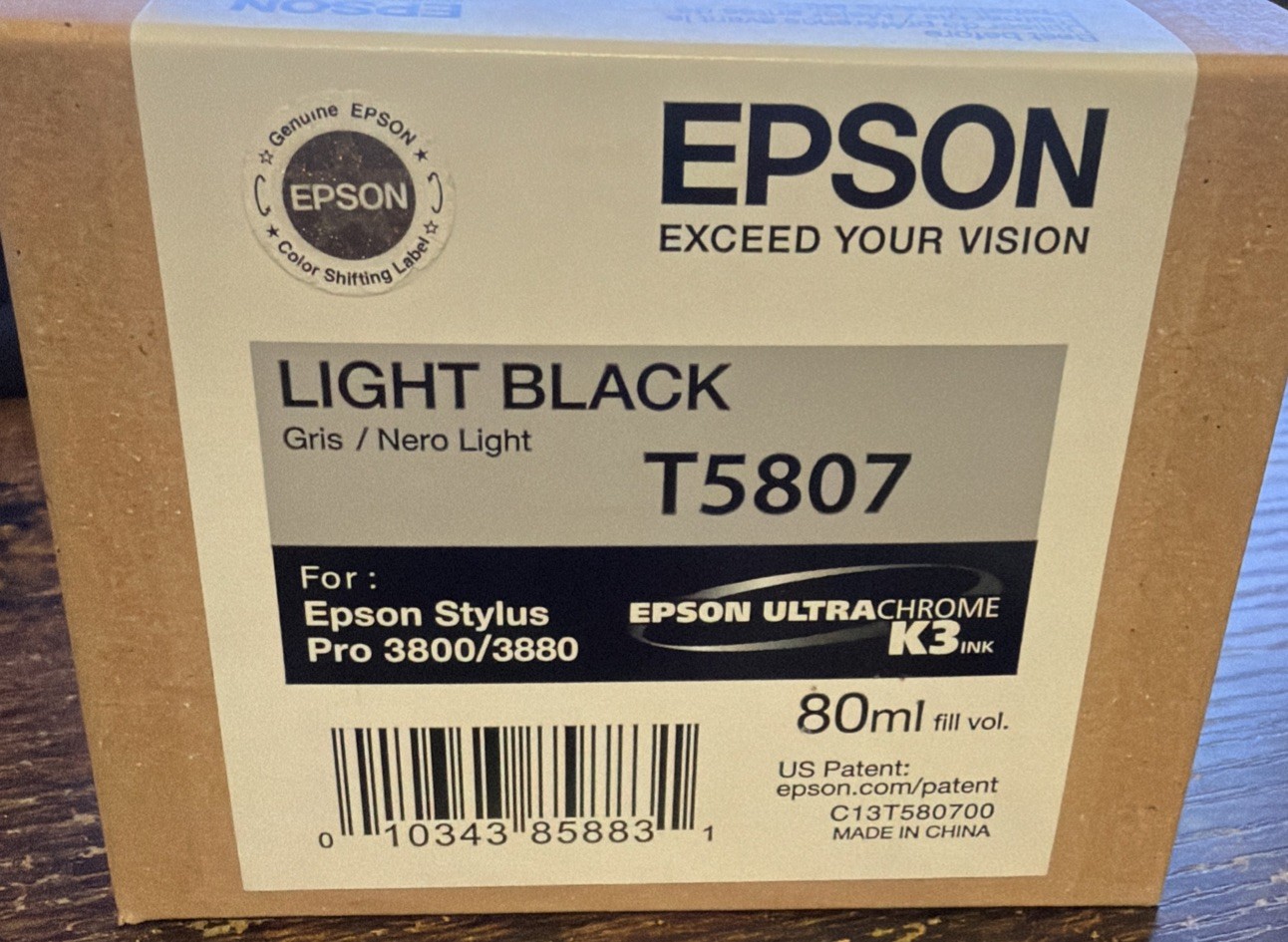 2017 GENUINE EPSON T5807 LIGHT BLACK INK STYLUS PRO 3800 3880 80ml FACTORY SEAL