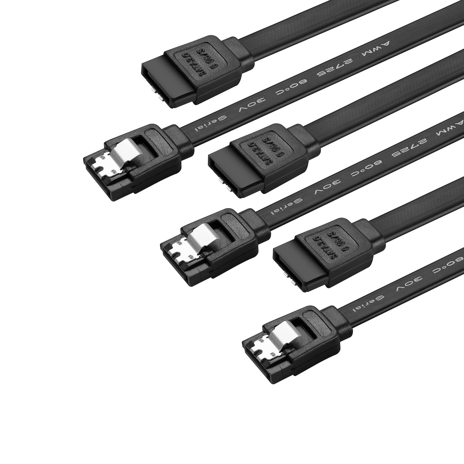 SATA Cable V3.0 15 inches, 3 Pack, Black, Sata III 6Gbps Straight HDD SDD Data C