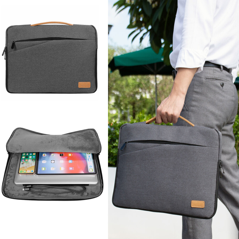 15.6" Gray Nylon Travel Briefcase School Laptop Bag For Dell Inspiron 15 / XPS