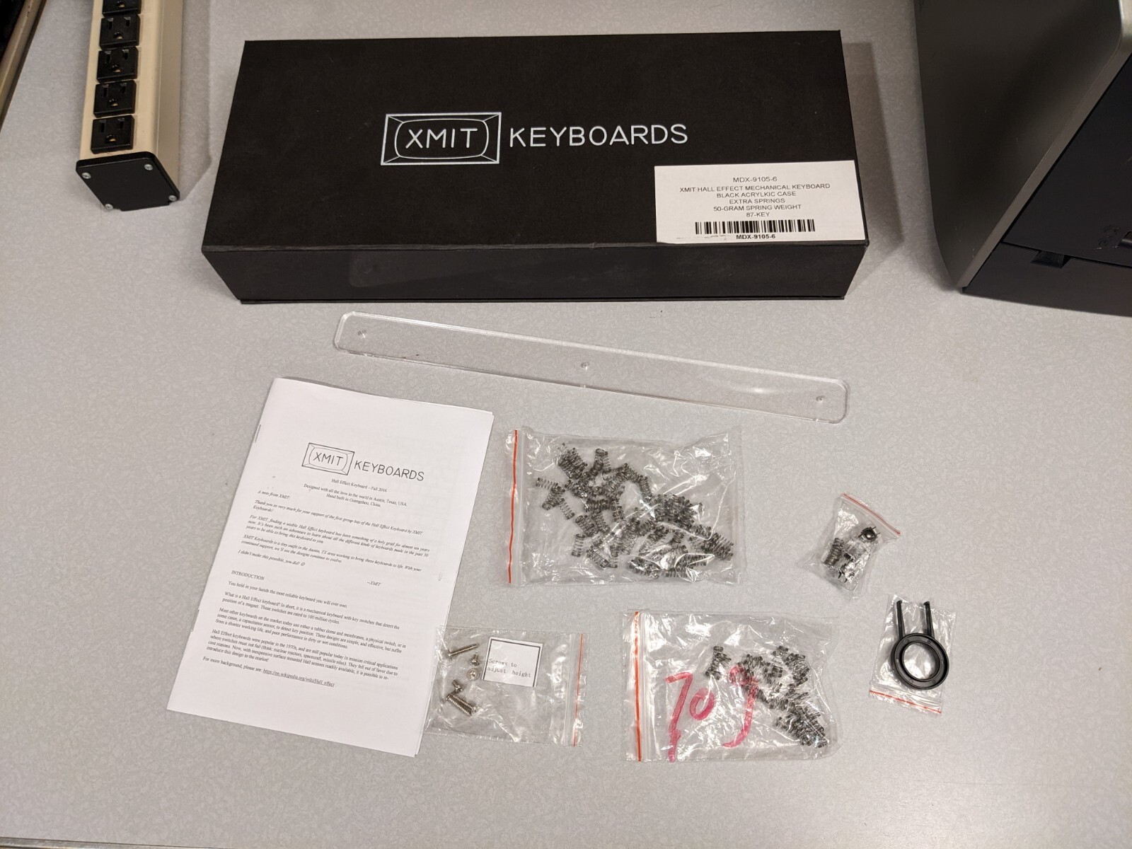 XMIT Hall Effect Mechanical Keyboard Fall 2016 Box, Springs, and Parts ONLY