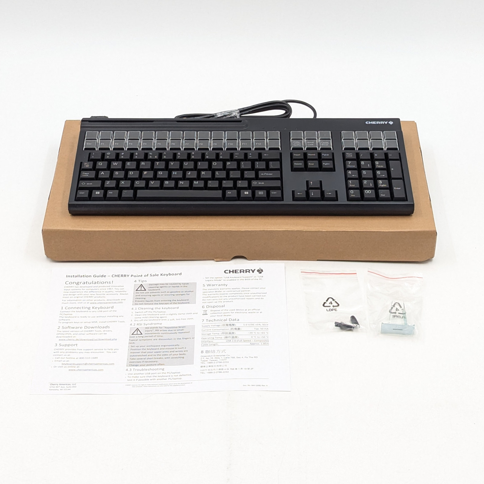 Cherry LPOS G86-71410EUADAA Programmable Wired Full Size Keyboard | Black