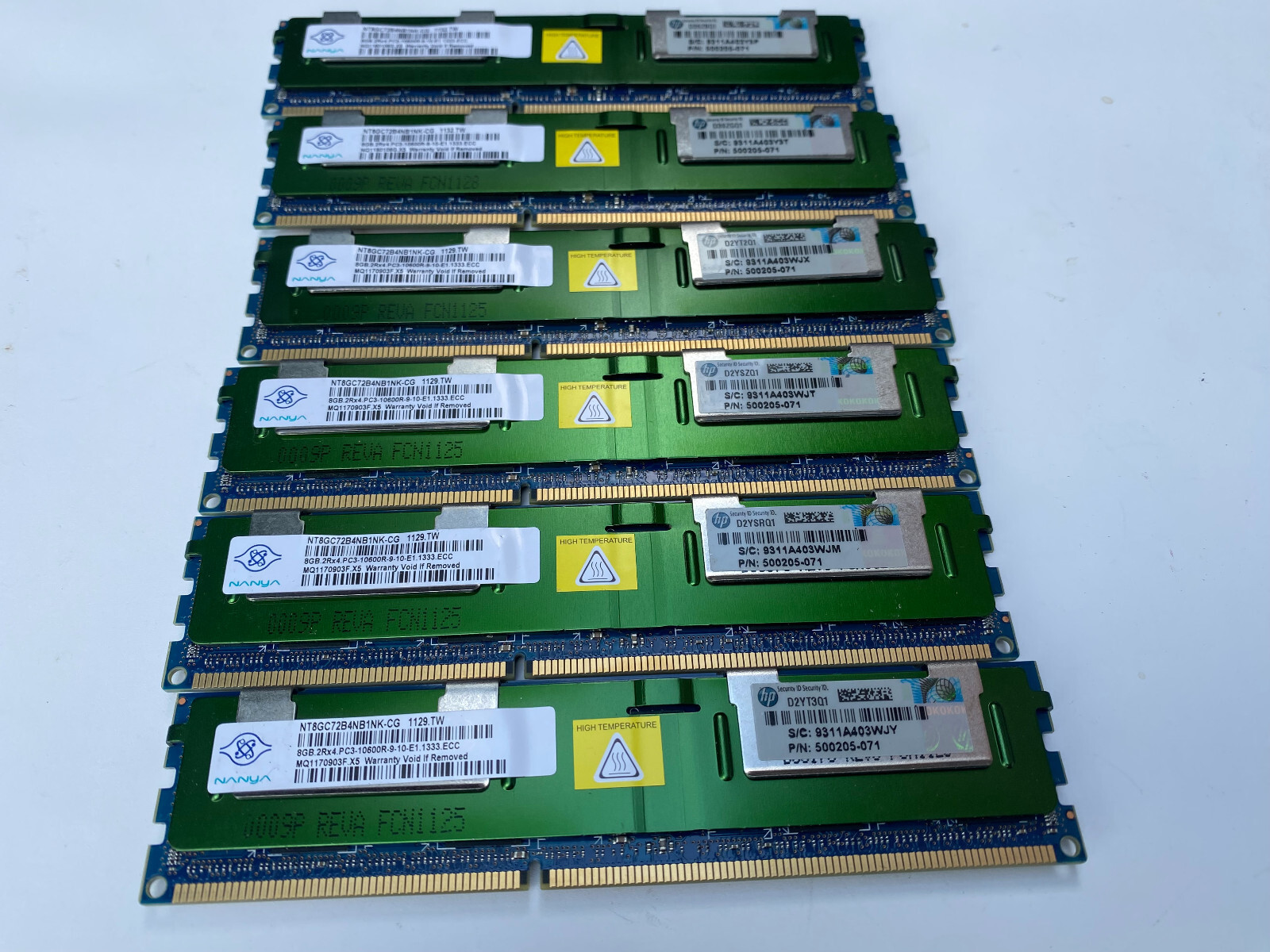 6 x HP 500205-071 500205071 NT8GC72B4NB1NK-CG Server Ram