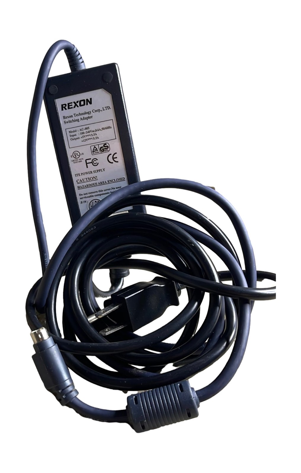 Rexon AC-005 Switching Adapter Power Supply 5V 1.5A 12V 1.5A 5-Pin