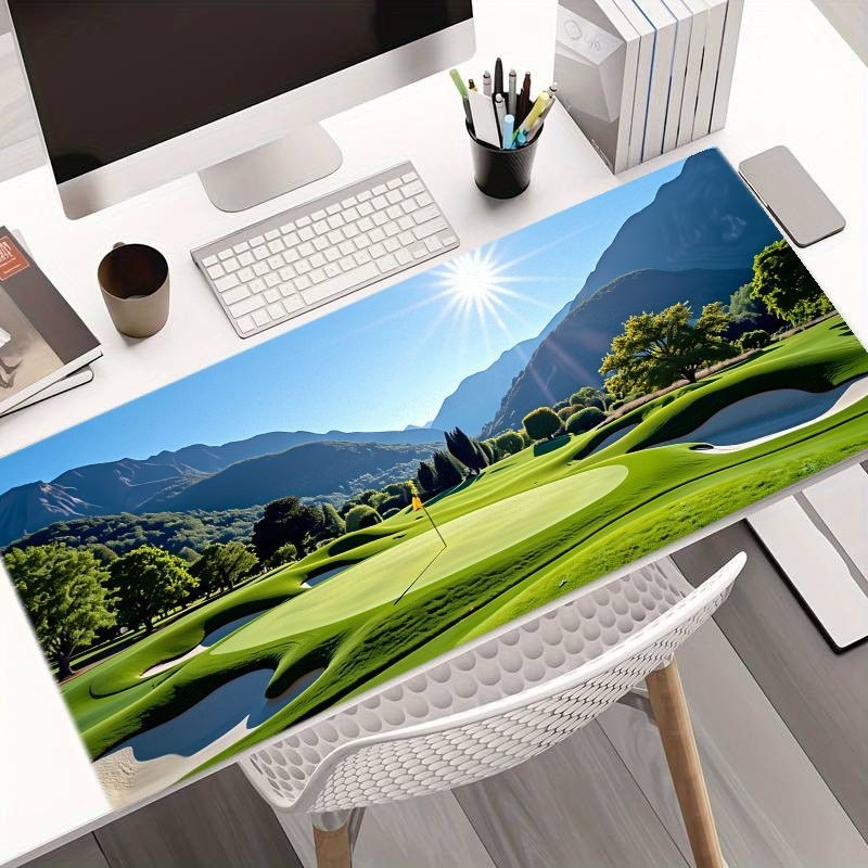 Extra-Large Golf Course Mouse Pad - Vivid Greens, Bunkers, Water Hazards, and