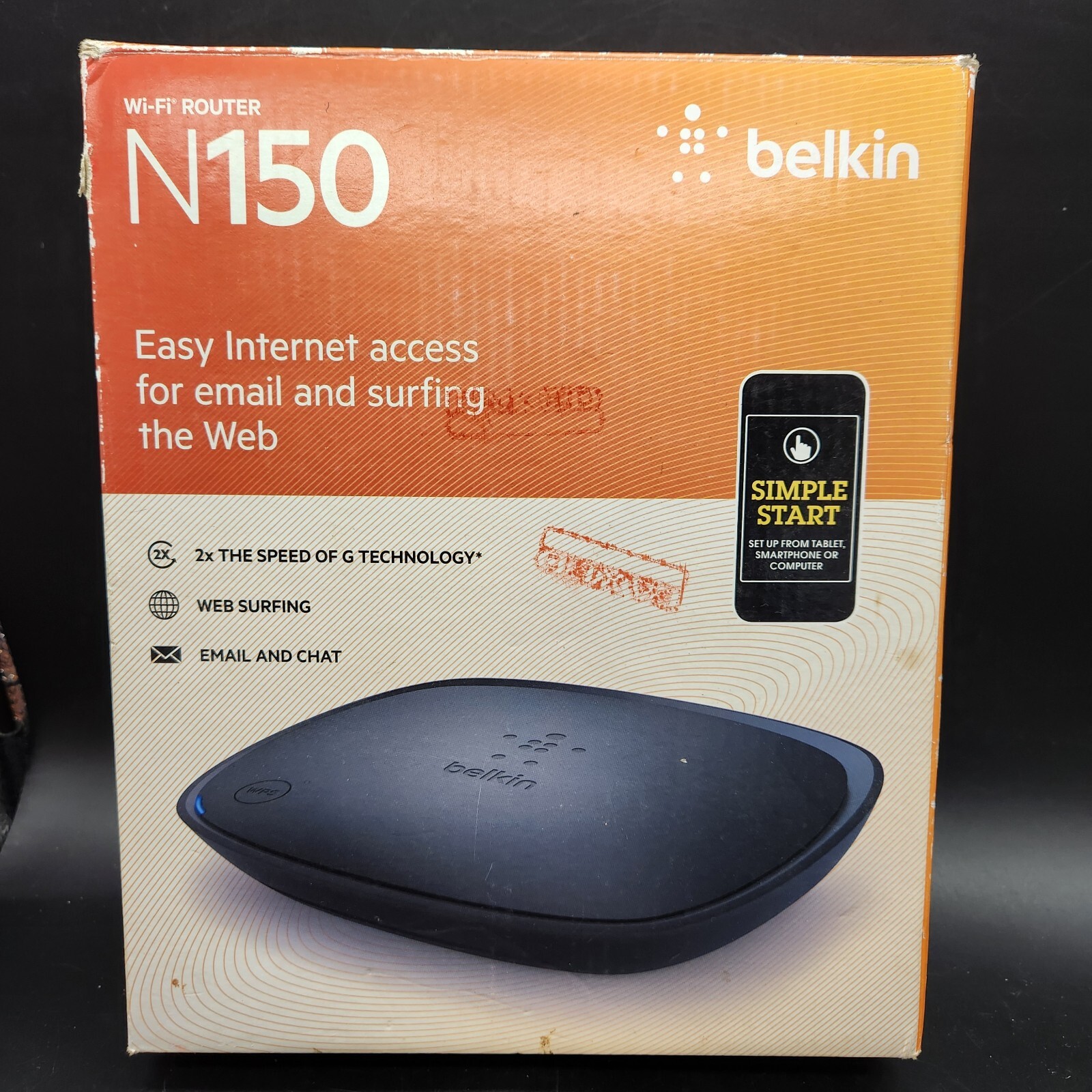 Belkin N150 Wireless/Wi-Fi Router. Pre Owned.  2.4 GHz Easy Internet. 4 port