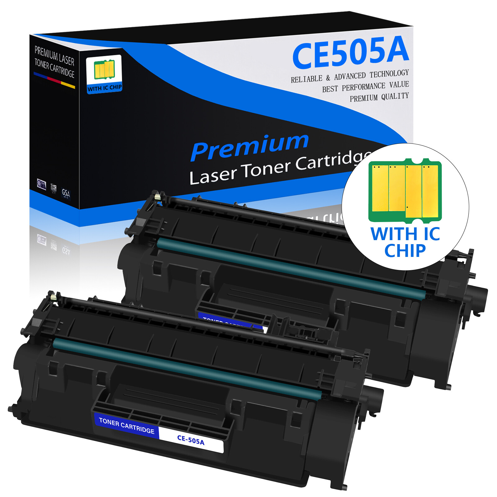 2PK CE505A 05A Black Toner Cartridge For HP LaserJet P2035 P2035n P2050 P2055