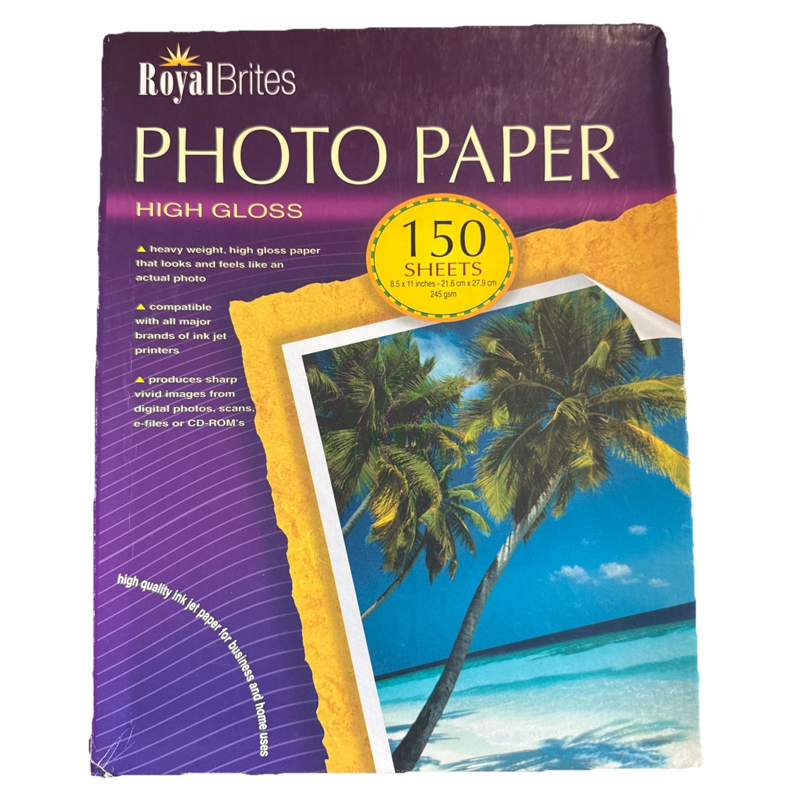 Royal Brites High Gloss Ink Jet Photo Paper 8.5"x11" 245 gsm Open Box 135 Sheet