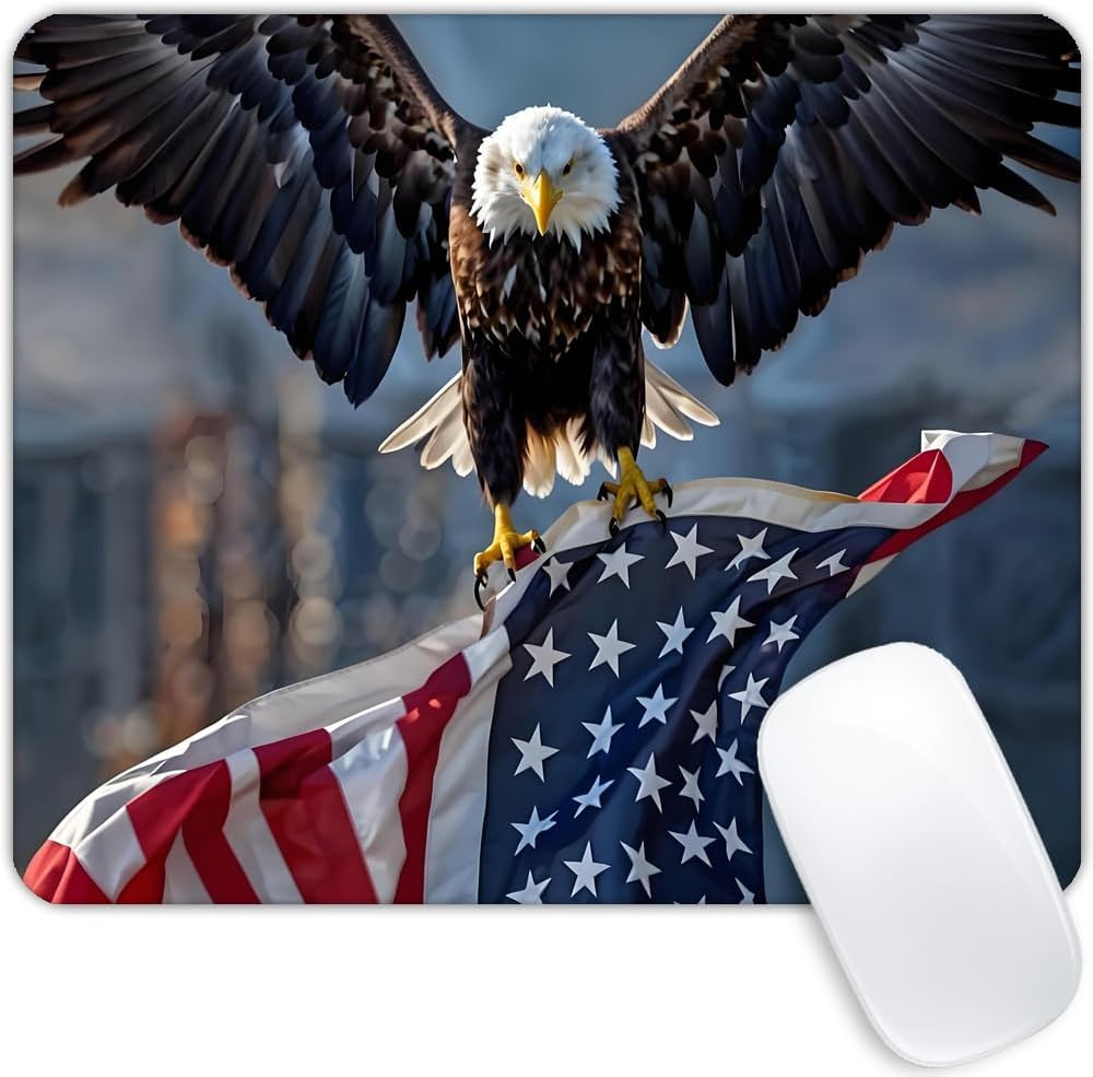 Eagle and American Flag Mouse pad Customized Mousepad Non-Slip Rubber Base Mo...