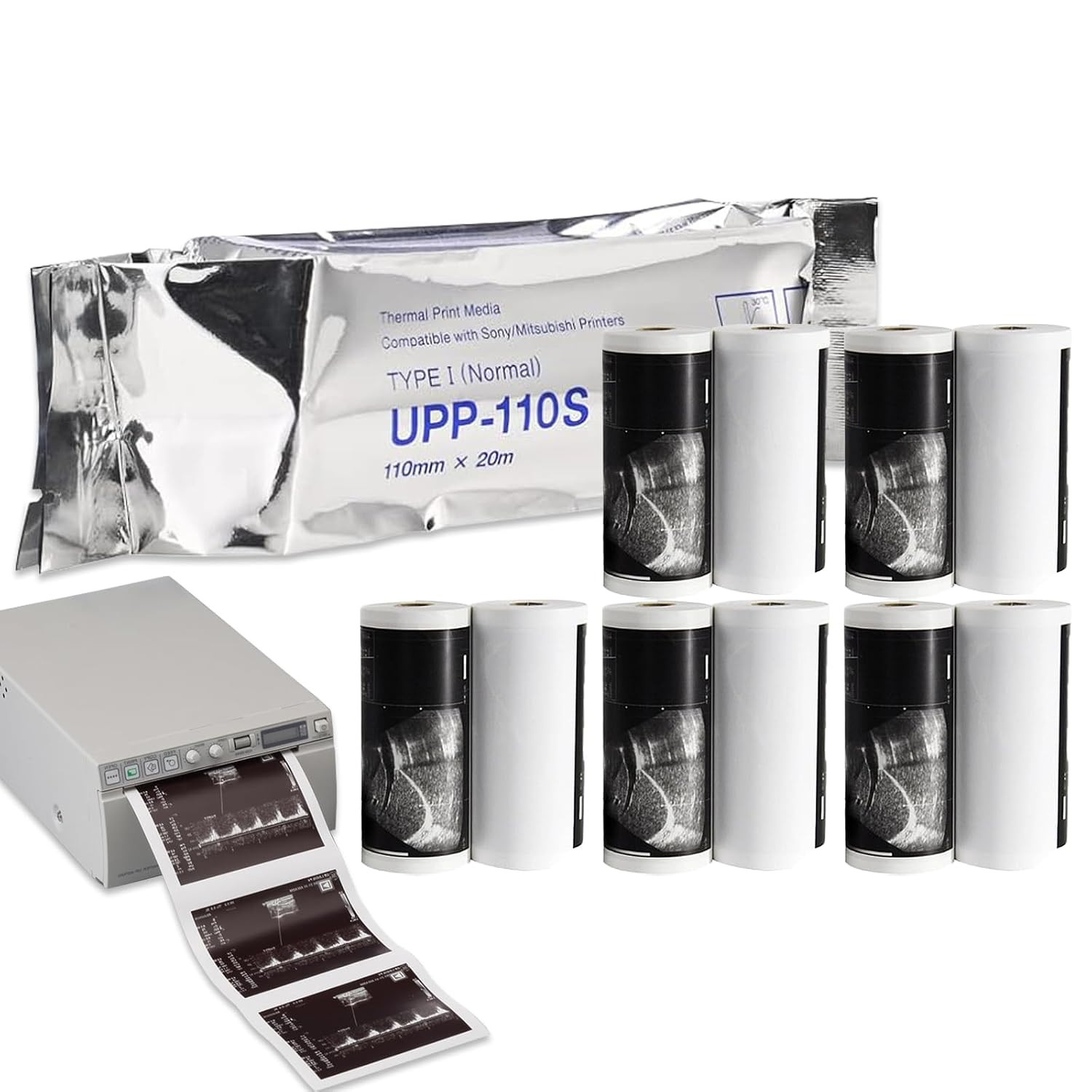 UPP-110S Ultrasound Video Recording Film Media Thermal Printer Paper, 110Mmx20M