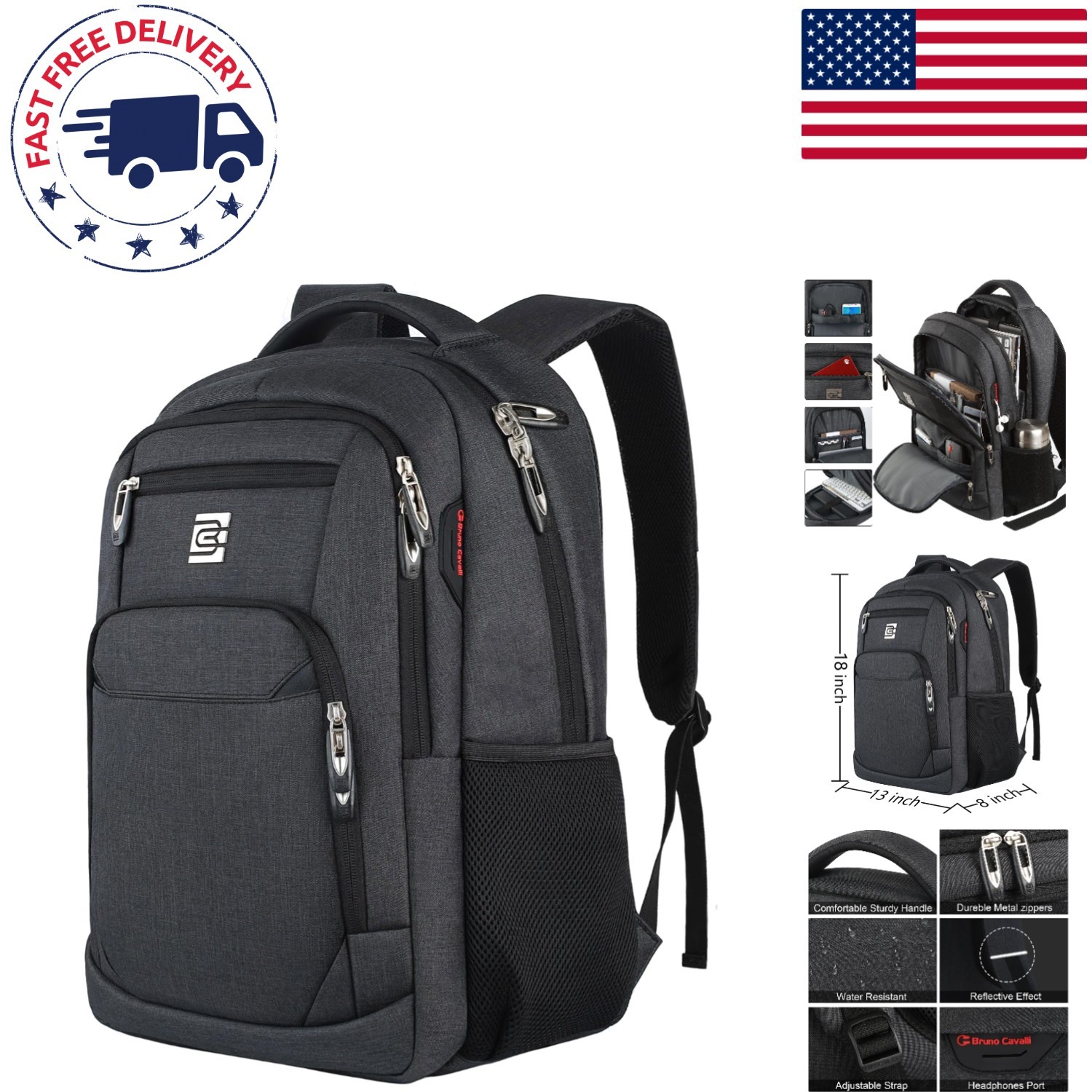 Sleek Anti-Theft 15.6 Inch Laptop Backpack - Water-Resistant & Slim Fit