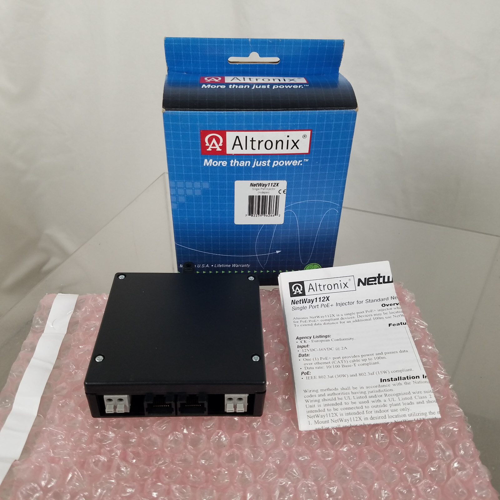Altronix NETWAY112X Midspan Injector, Single Port, 10/100 PoE+, 30W, 12VDC