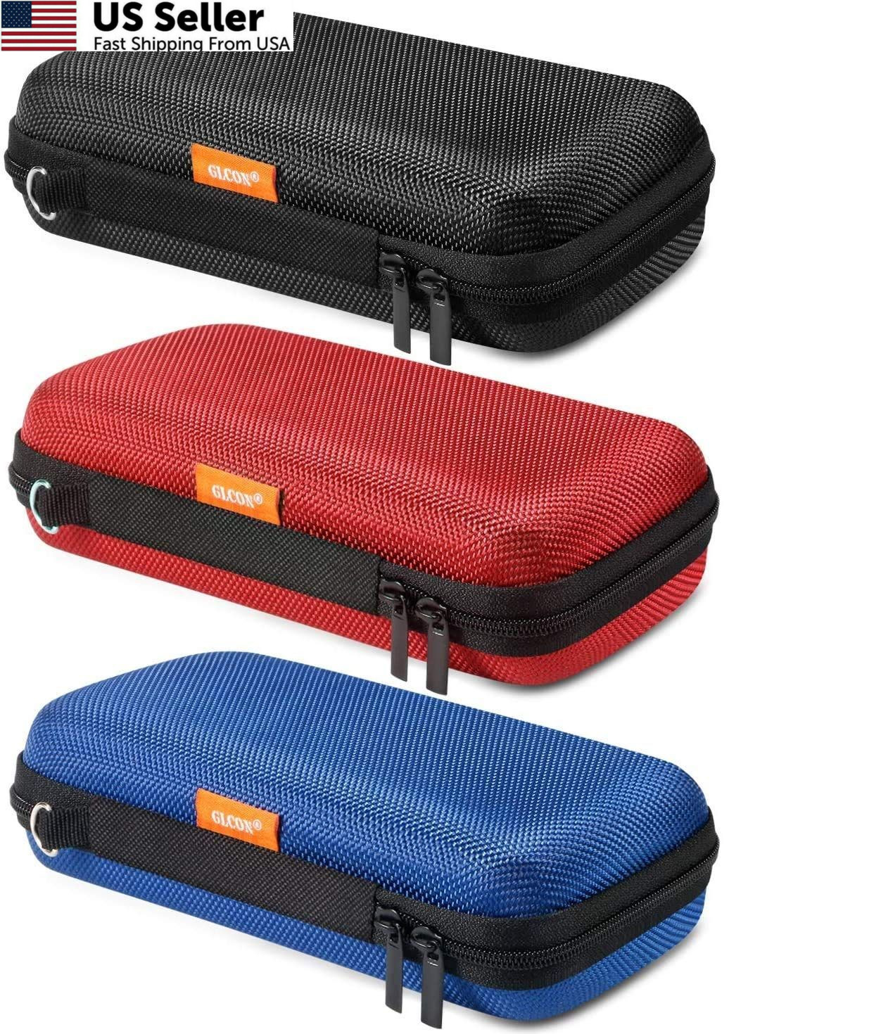 GLCON Hard EVA Protective Case 6.6 x 3.4 x 1.8 inches, Black, red and blue