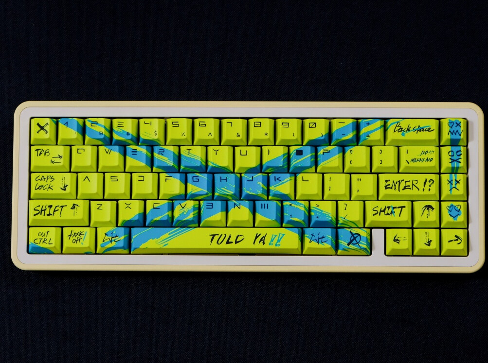 PBT EVA X Yellow Theme Keyboard Keycaps Cherry Profile Set For MX