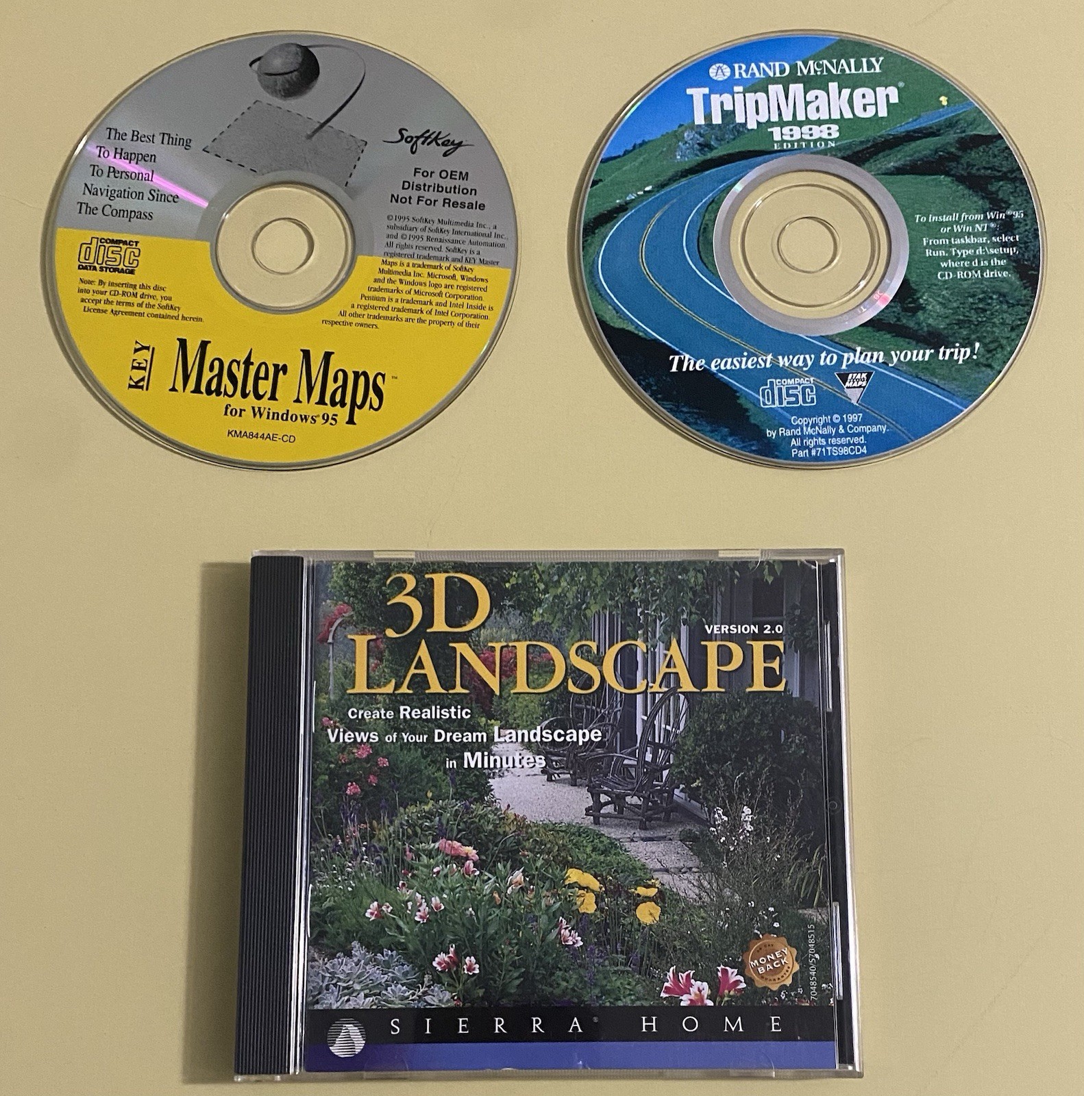 Lot of 3 Vintage Windows PC Landscape and Mapping Software Discs