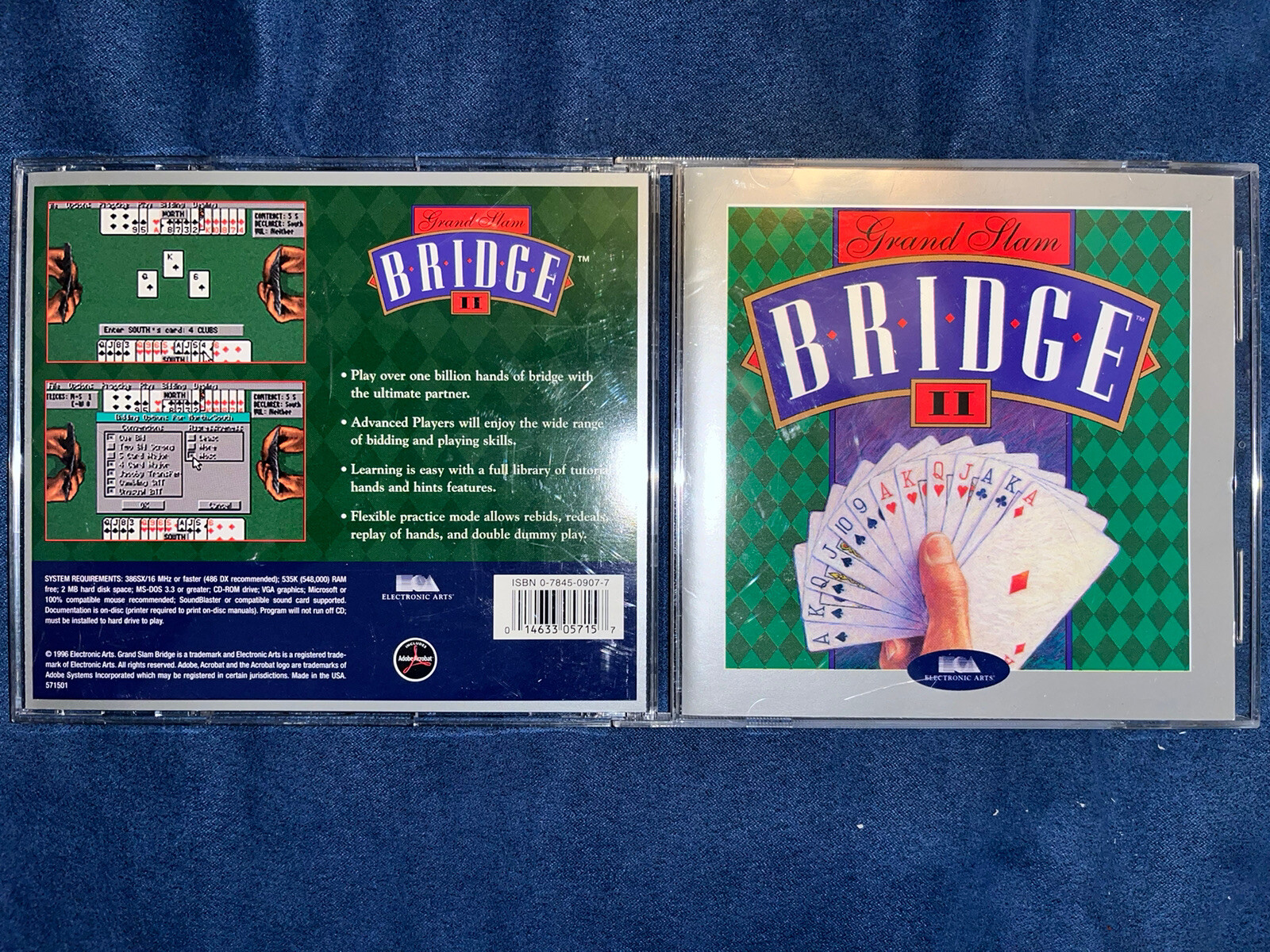 Grand Slam Bridge II 2 CDROM EA 1996 Old Rare PC Game