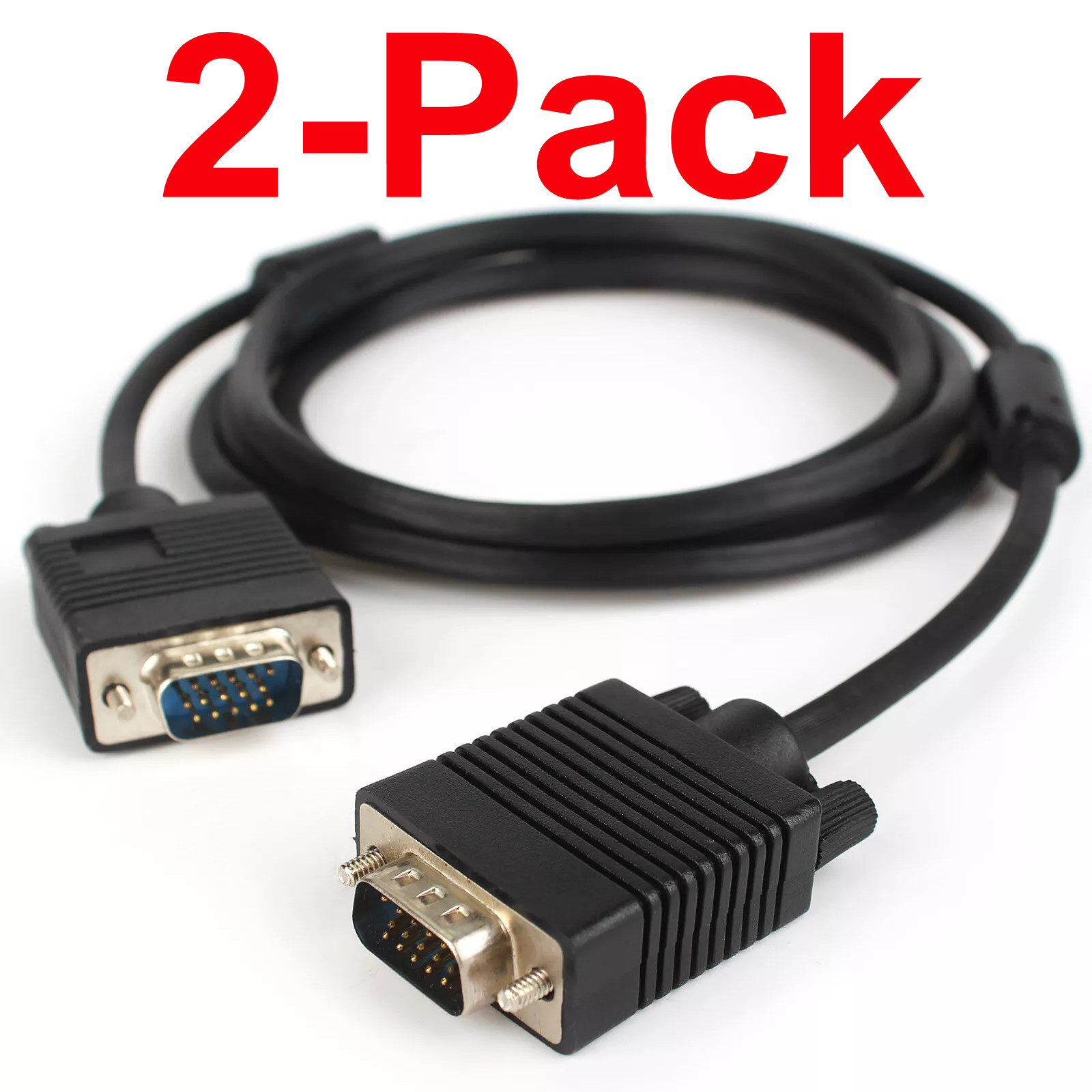 SVGA Super VGA Cable Male to Male 6Ft (2-Pack)