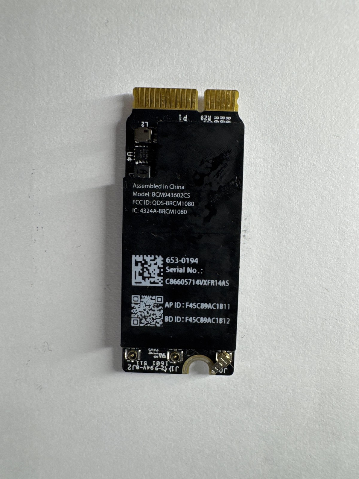 Broadcom BCM943602CS 802.11ac Wi-Fi Bluetooth 4.1 Card 653-0194 MacBook Pro 2015