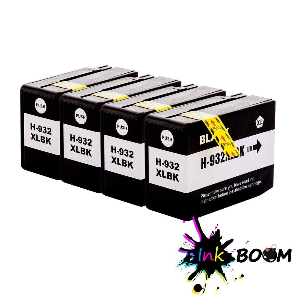 4 Black Ink Cartridge Replace for HP 932XL Officejet 6100 6600 6700 7110 7612