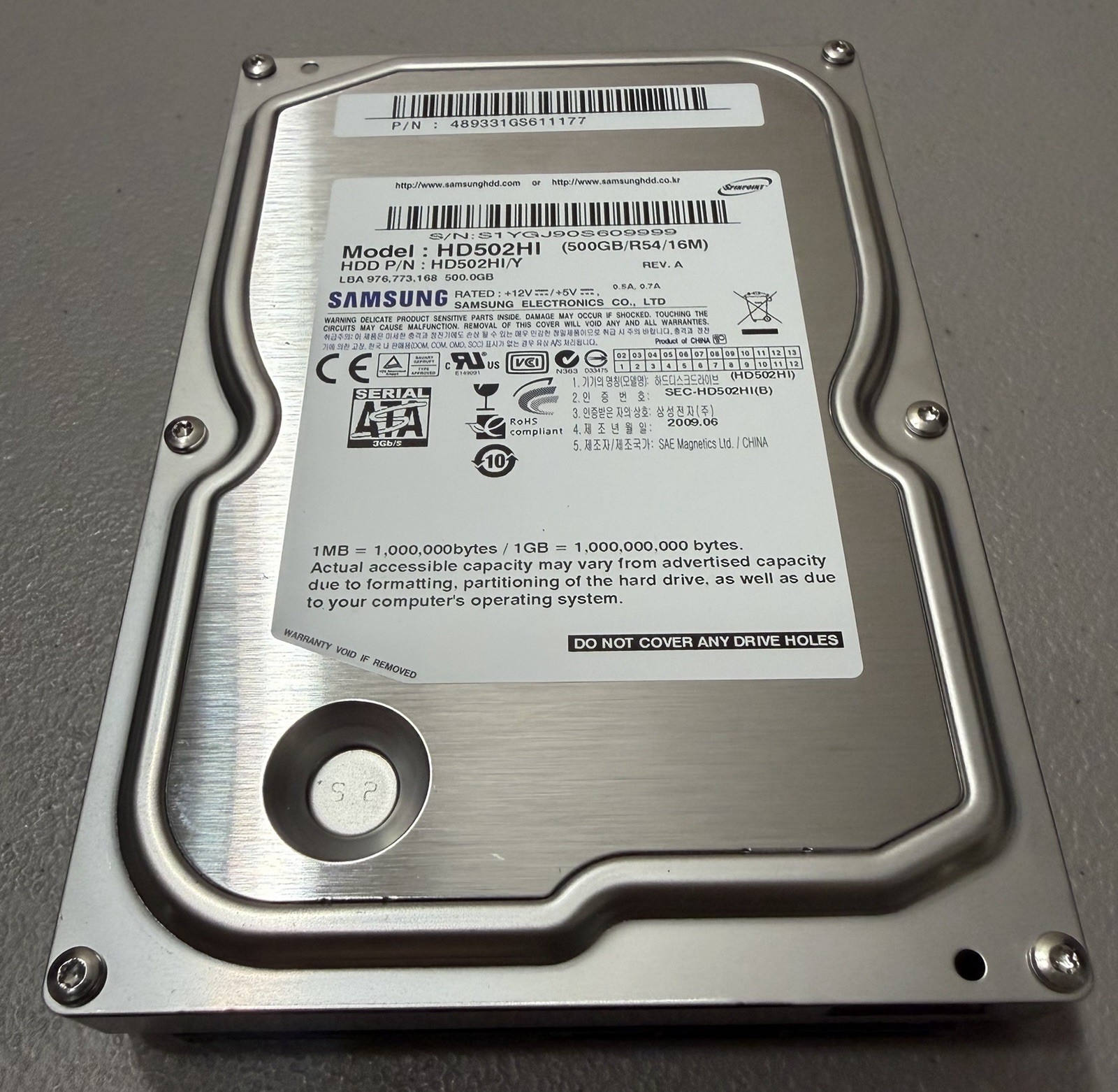 Samsung Spinpoint 500GB Internal 5400RPM 3.5" Hard Disk Drive - HDD