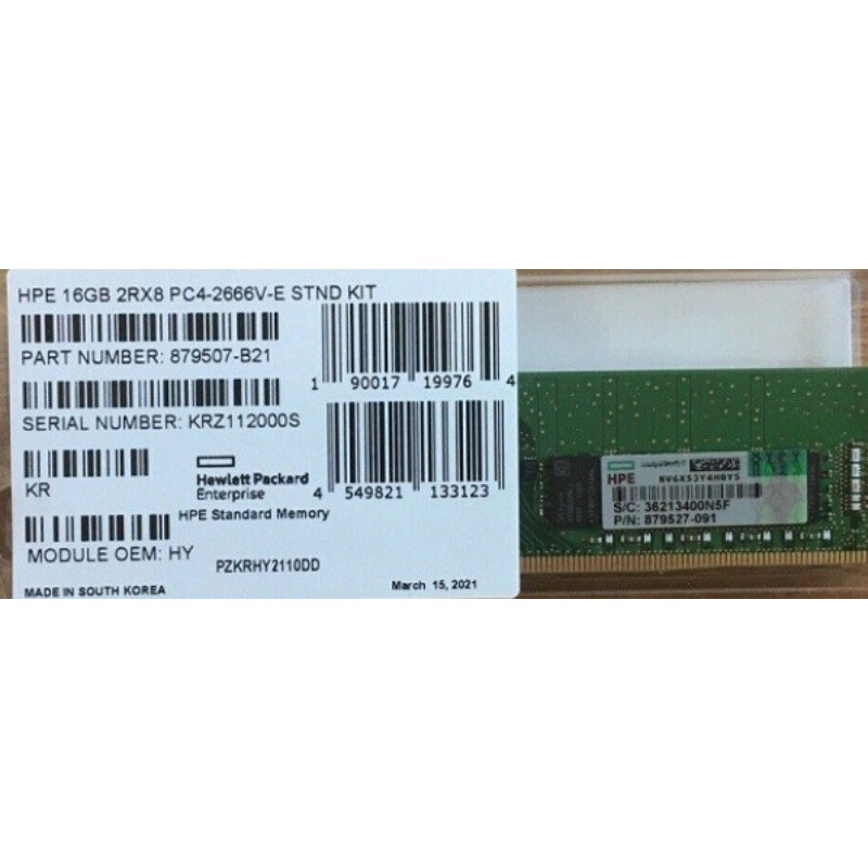 P06773-001 879507-B21 879527-091 HPE 2RX8 16GB DDR4 PC4-2666V UDIMM ECC Memory