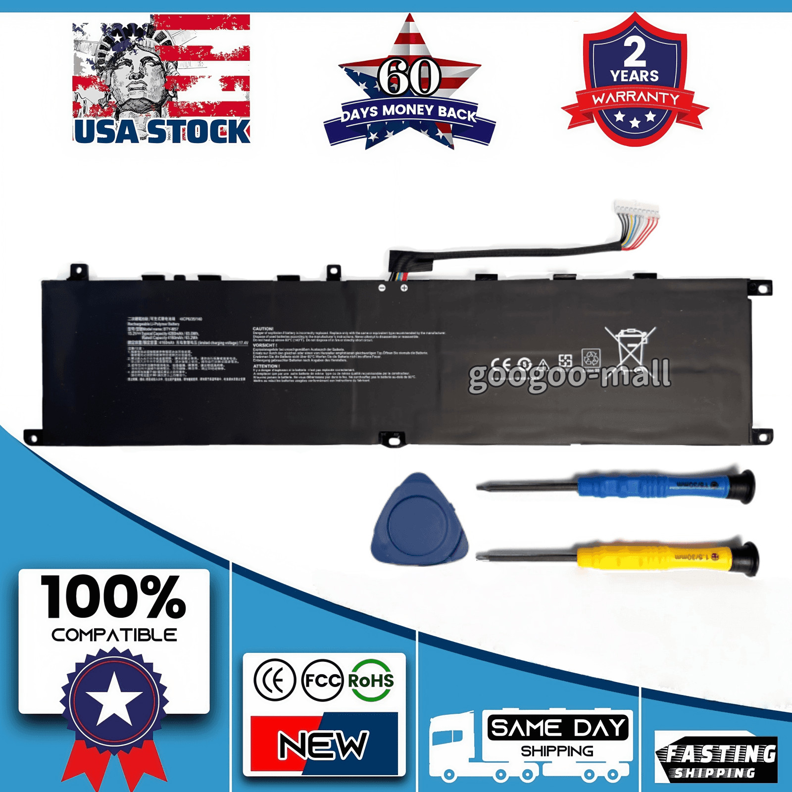 New Genuine OEM BTY-M57 Battery for MSI GP66 GP76 Leopard 10UG 10UE 10UH 11UG