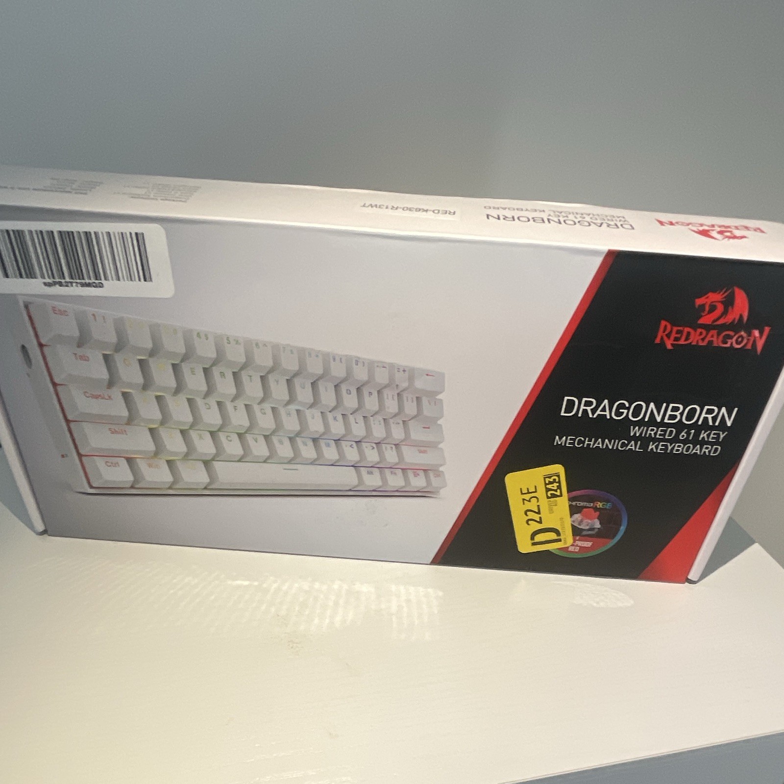 Redragon Dragonborn 61-Key Mechanical Keyboard Wired USB-C Illuminated White