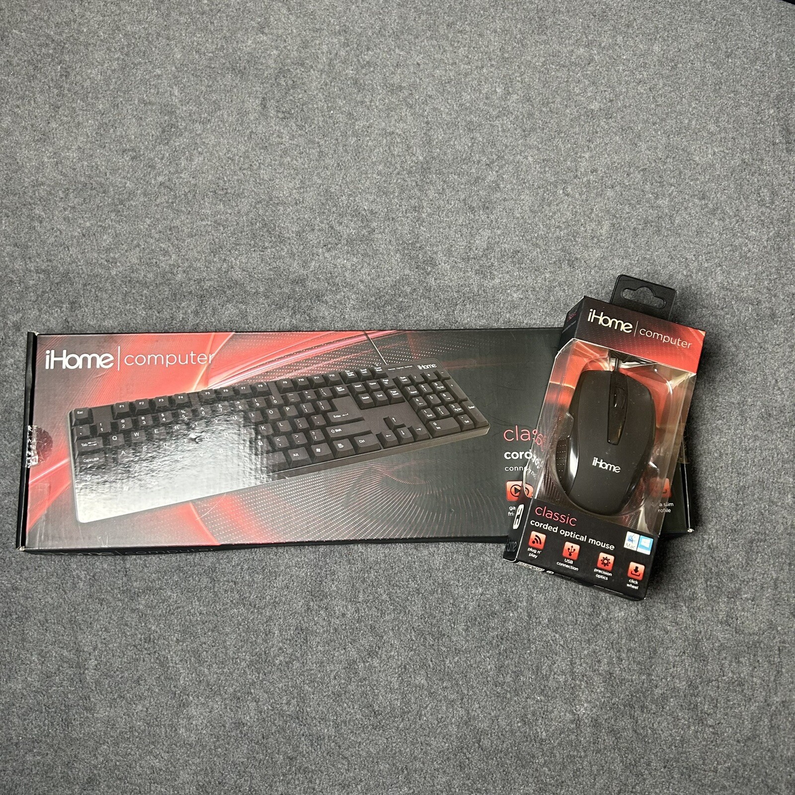 iHome Classic Corded Desktop Keyboard And Mouse *BRAND NEW*