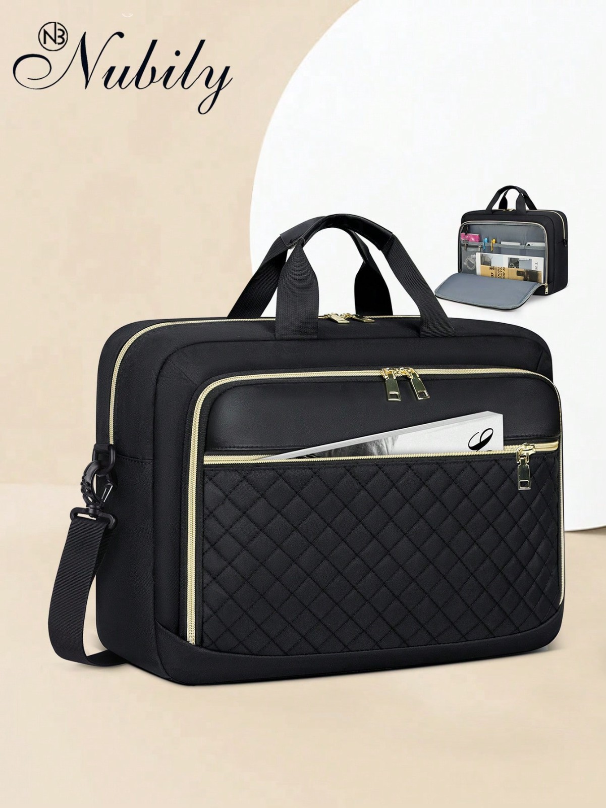 NUBILY 17.3" Laptop Briefcase Waterproof Messenger Bag Large Business Computer