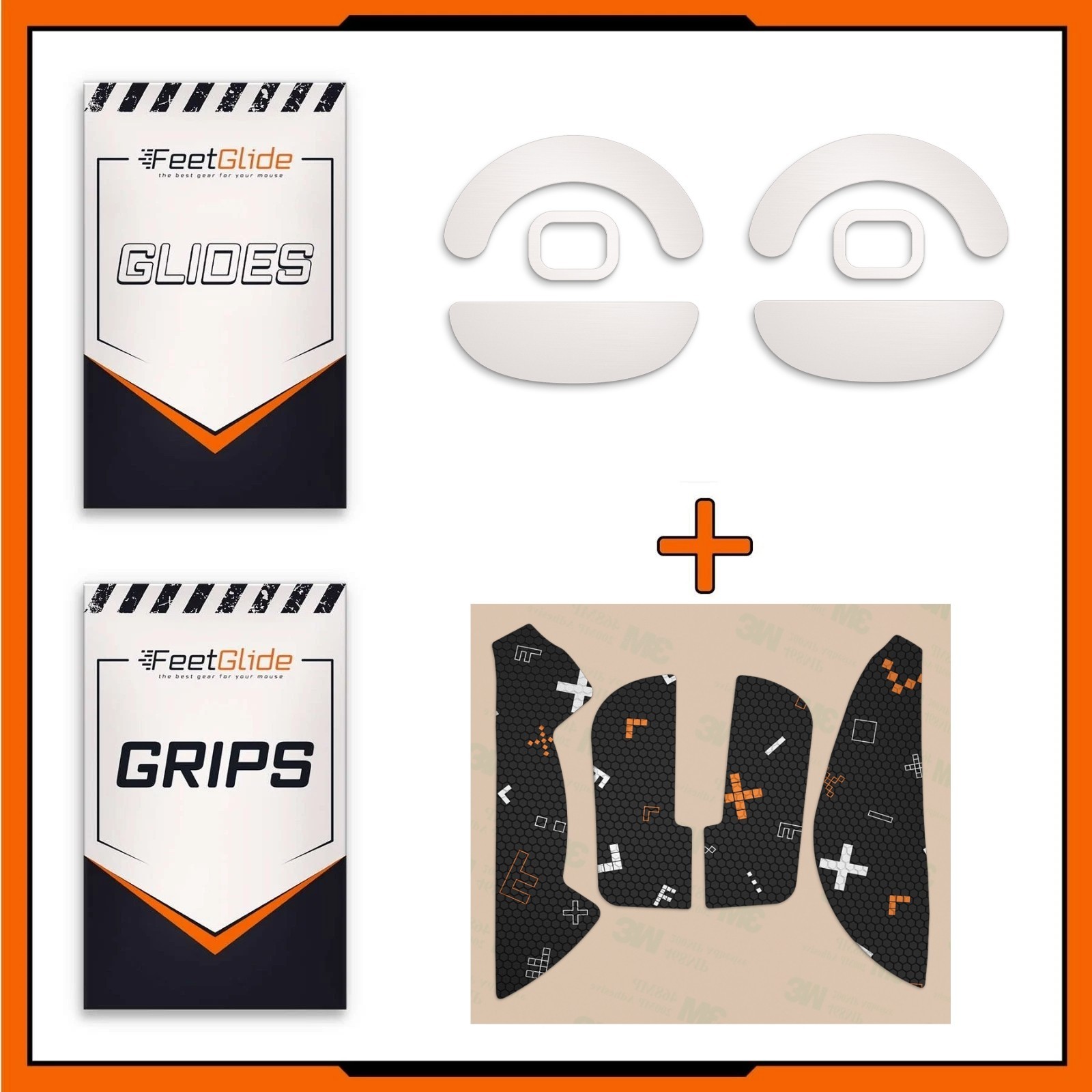 FeetGlide PTFE Mouse Skates & Grip Tape Bundle for Pulsar Xlite v3 eS Medium