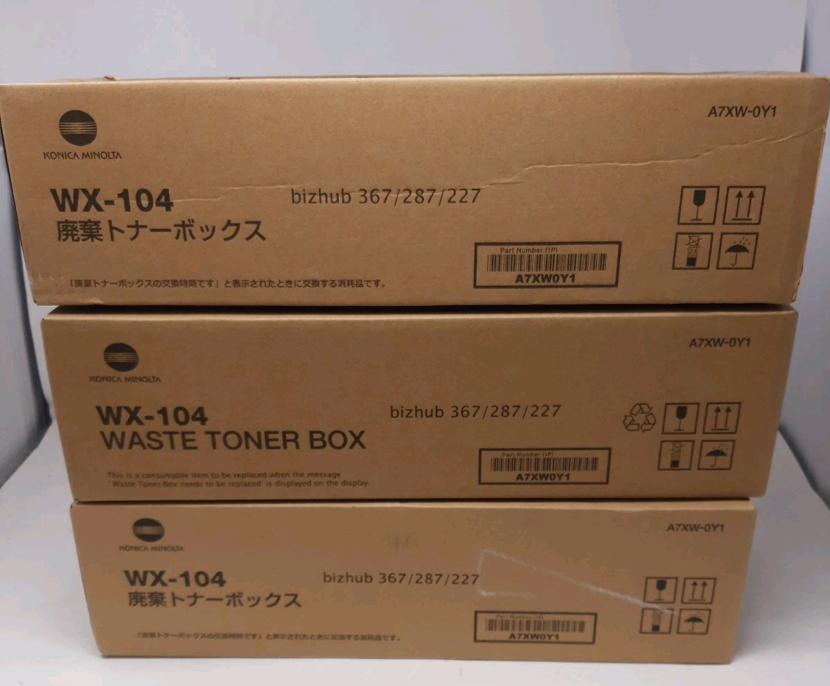 LOT OF 3 Genuine Konica Minolta WX-104 Waste Toner Box Konica Minolta Bizhub