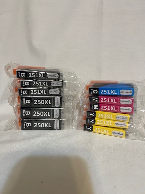 OfficeWorld 250 and 251XL Ink (Color & Black Lot of 12 pcs)