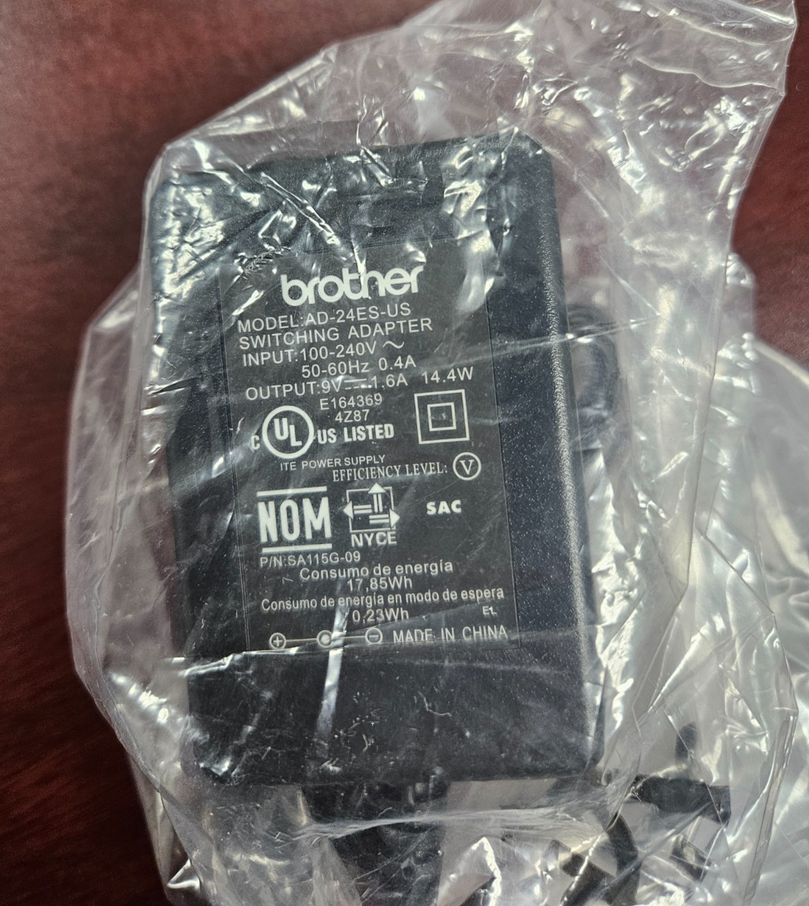 Genuine Brother AD-24ES-US Black AC Power Adapter for P-Touch label printers NEW