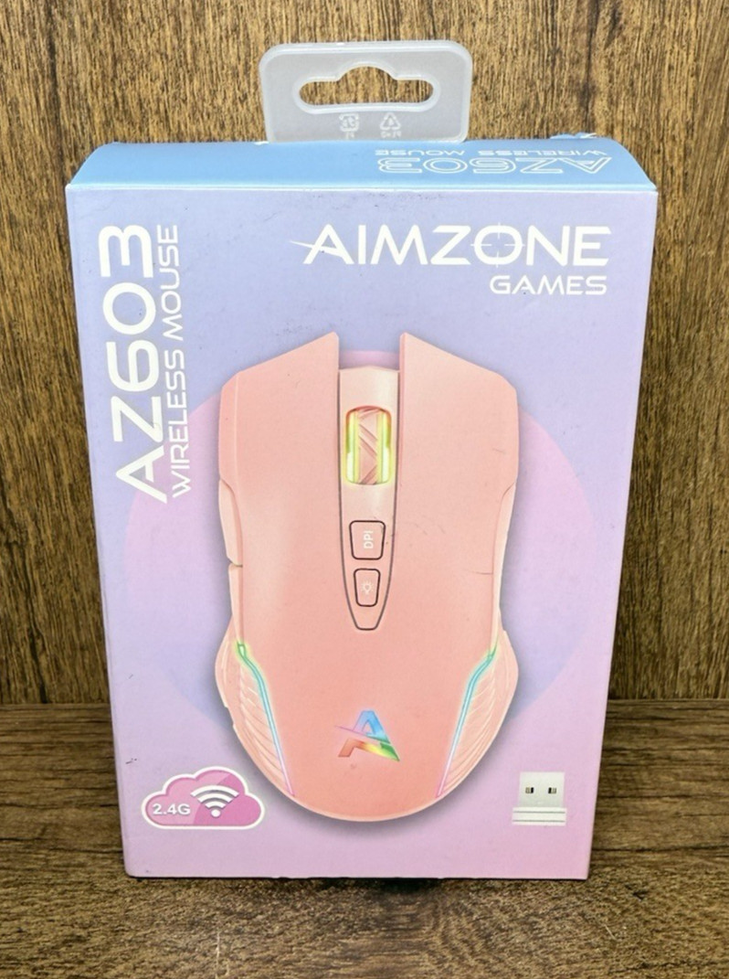 NEW Aimzone Games AZ603 Wireless Gaming Mouse (Pink)
