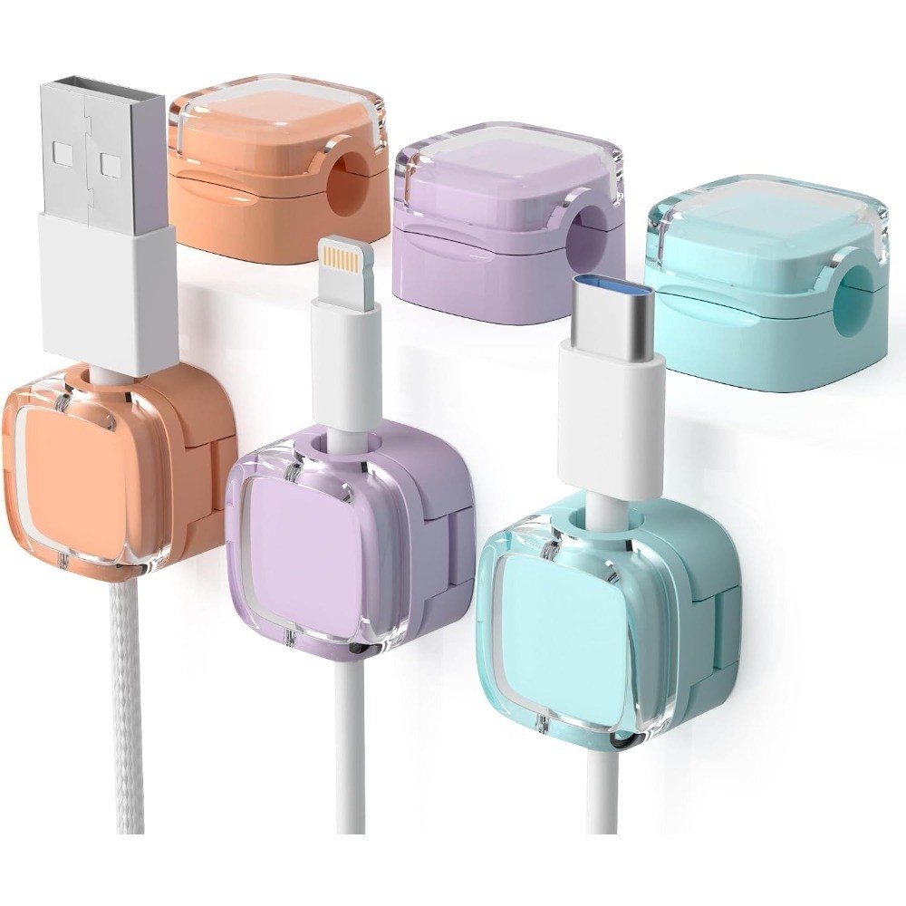 6 Pack Magnetic Cord Organizer & Cable Clips - Adjustable Under Desk Cable