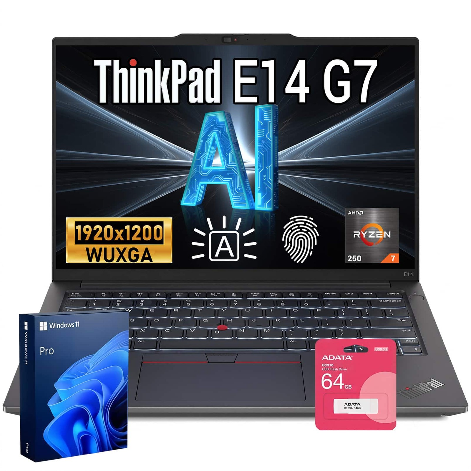 Lenovo - Upgraded - ThinkPad E14 14 in FHD+ - AMD Ryzen 7 250 - 32GB RAM 2TB SSD