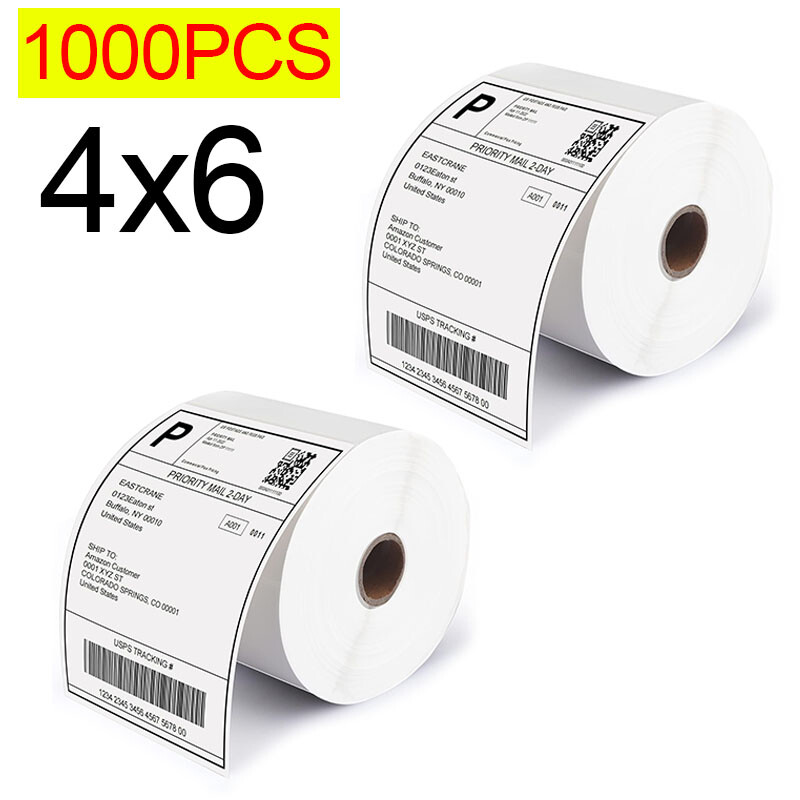 Direct Thermal Shipping Labels - 1000 4x6 Thermal Perforated Adhesive Label Roll