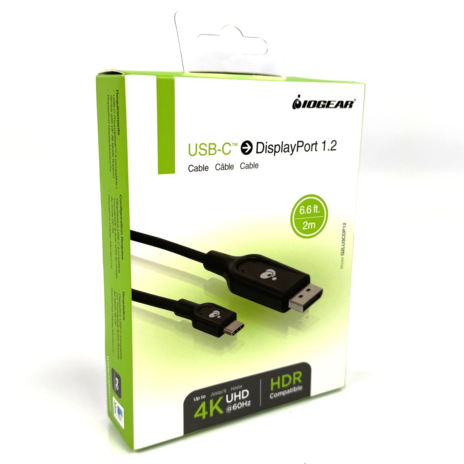 NEW IOGEAR USB-C to DisplayPort 1.2 4K HDR Cable 6.6 ft. (2m) G2LU3CDP12