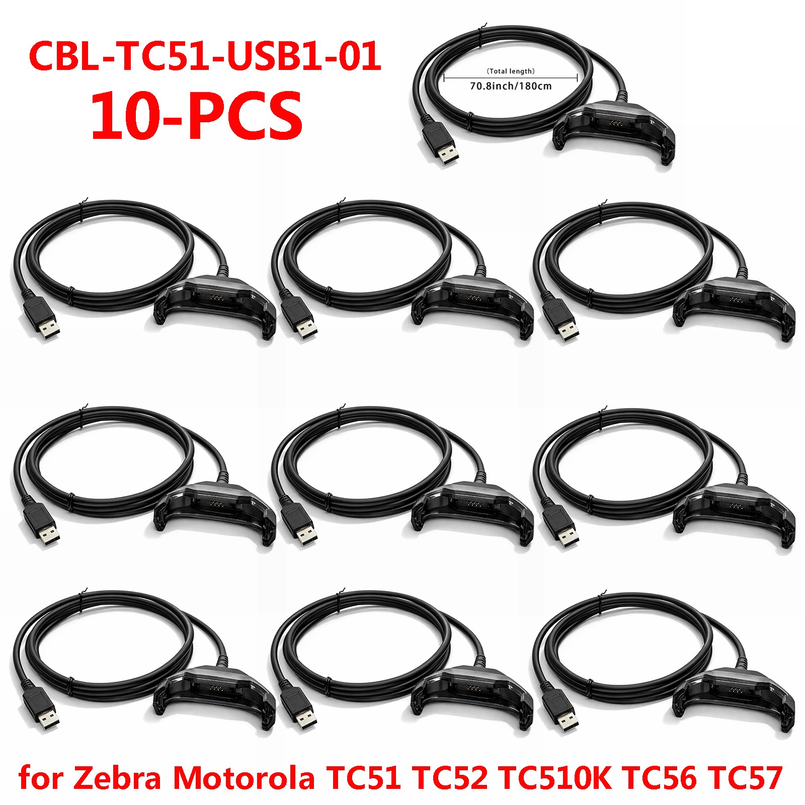 10X USB Data Charger Cable for Zebra TC51 TC510K TC52 TC56 TC57 CBL-TC51-USB1-01