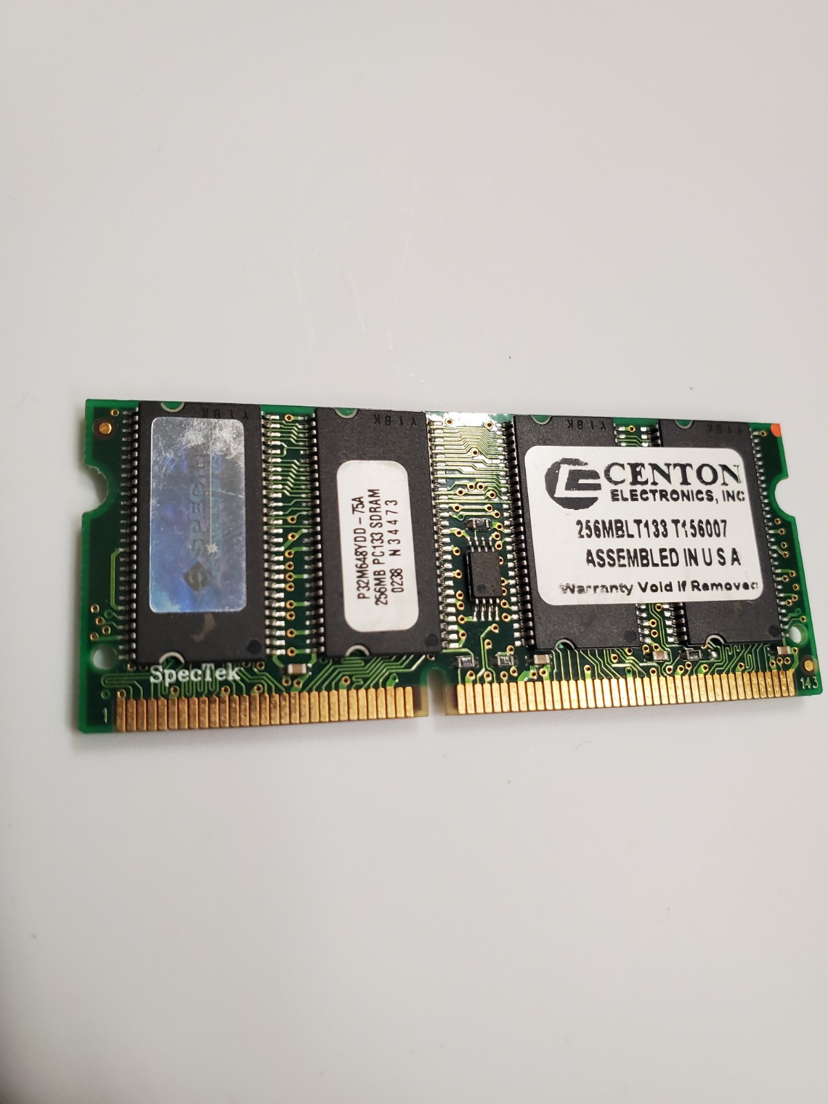 Centon 256MB PC133 SDRAM – LT133 T156007 – 168‑Pin – Vintage Laptop Memory