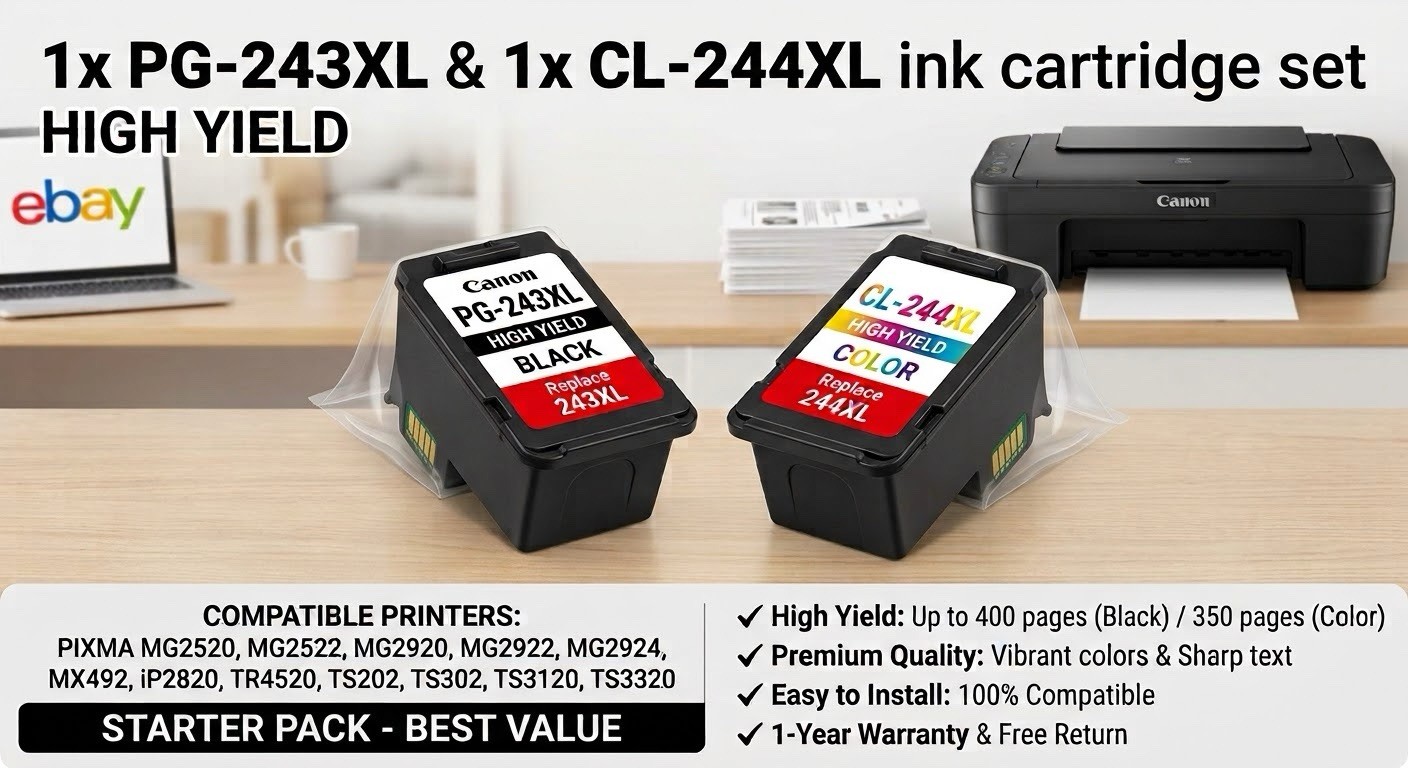 PG-243XL CL-244XL Ink Cartridges for Canon 243 244 MG2522 MG4520 MG3320 MG3322