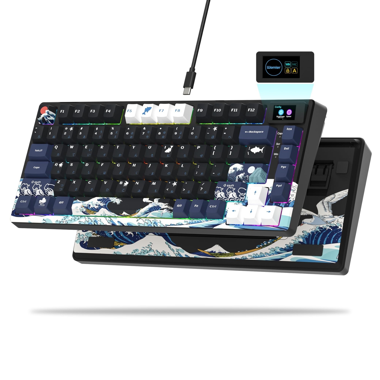 Womier S-K80 75% Keyboard with Color Multimedia Display Mechanical Gaming Key...