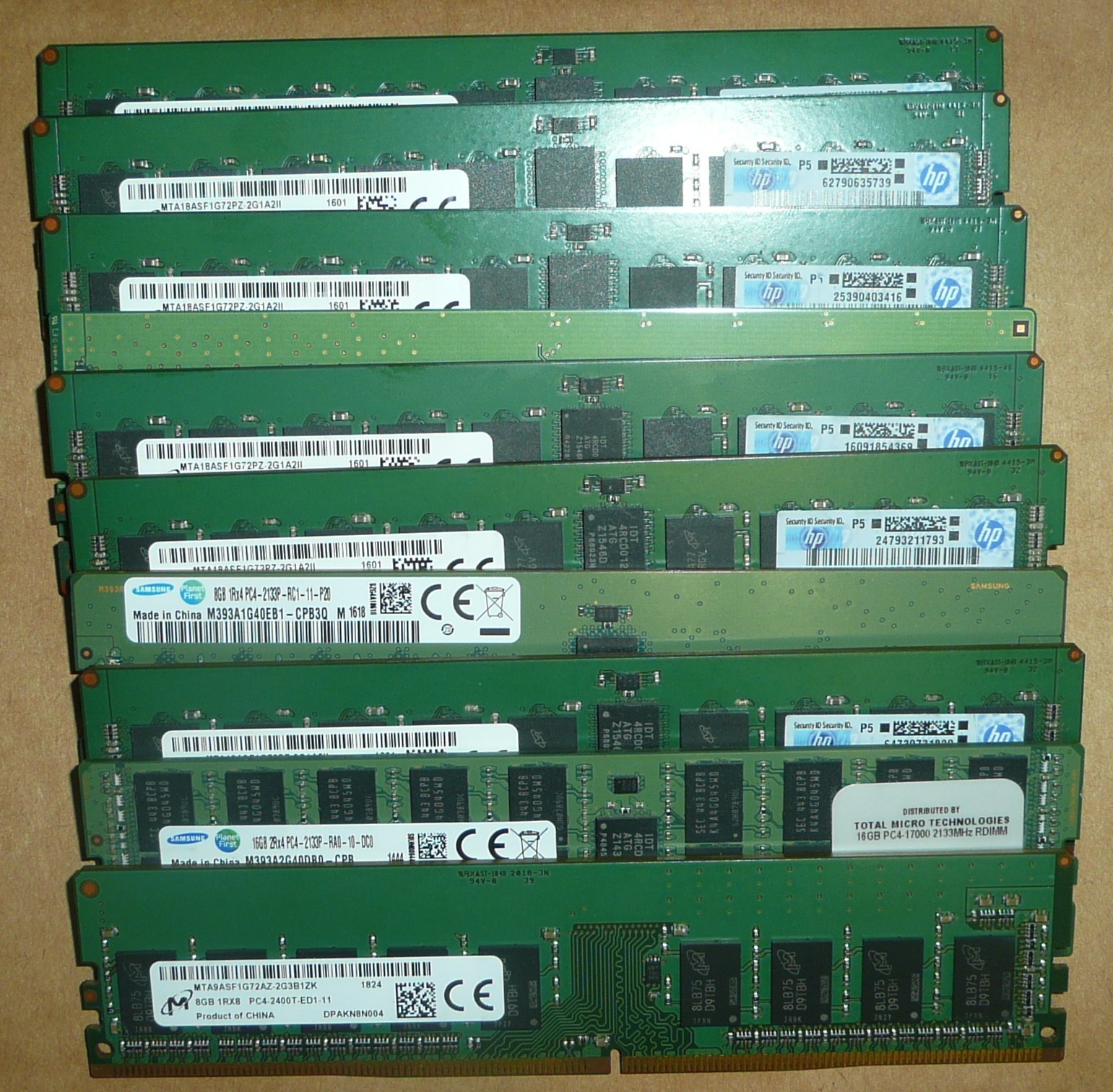 LOT OF 10 4GB DDR4 Server Memory 2400T 2666V 2133P Sticks RAM