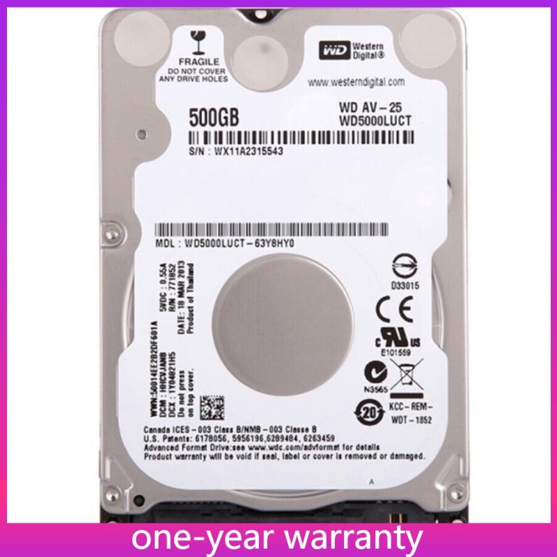 Western Digital AV-25 500GB WD5000LUCT 5400RPM 16MB 2.5" Notebook HDD Hard Drive
