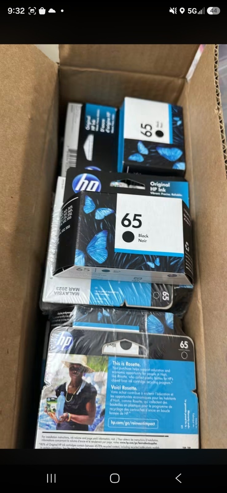 Genuine HP 65 Lot Of 2 Color & Black Ink Cartridges- 2 Packs - Exp 2023