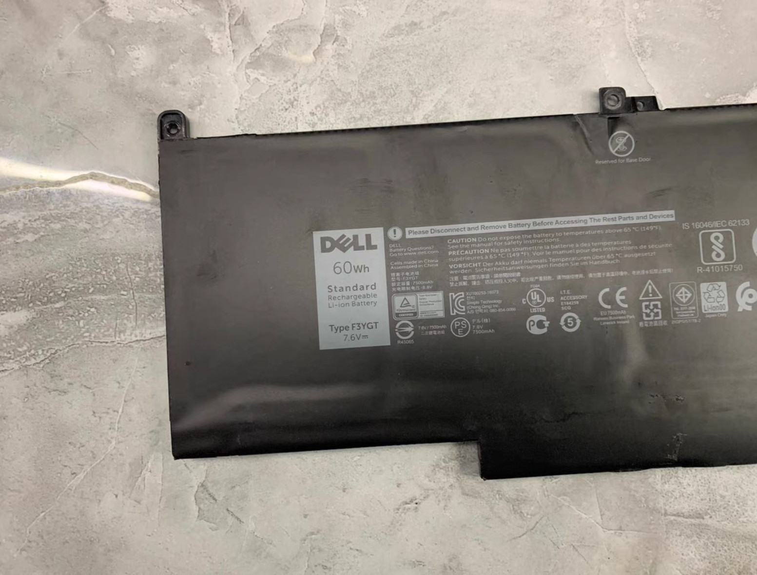 Genuine OEM 60Wh F3YGT Battery For Dell Latitude 7280 7480 7380 7290 7490 7390