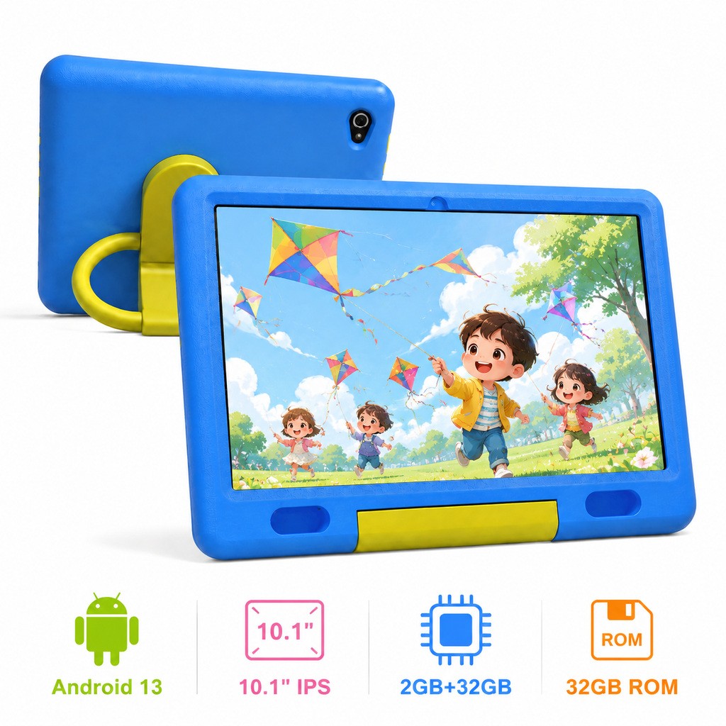 10.1" Kids Tablet 2+32GB ROM Android 13 Tab Shockproof Education Parents Control